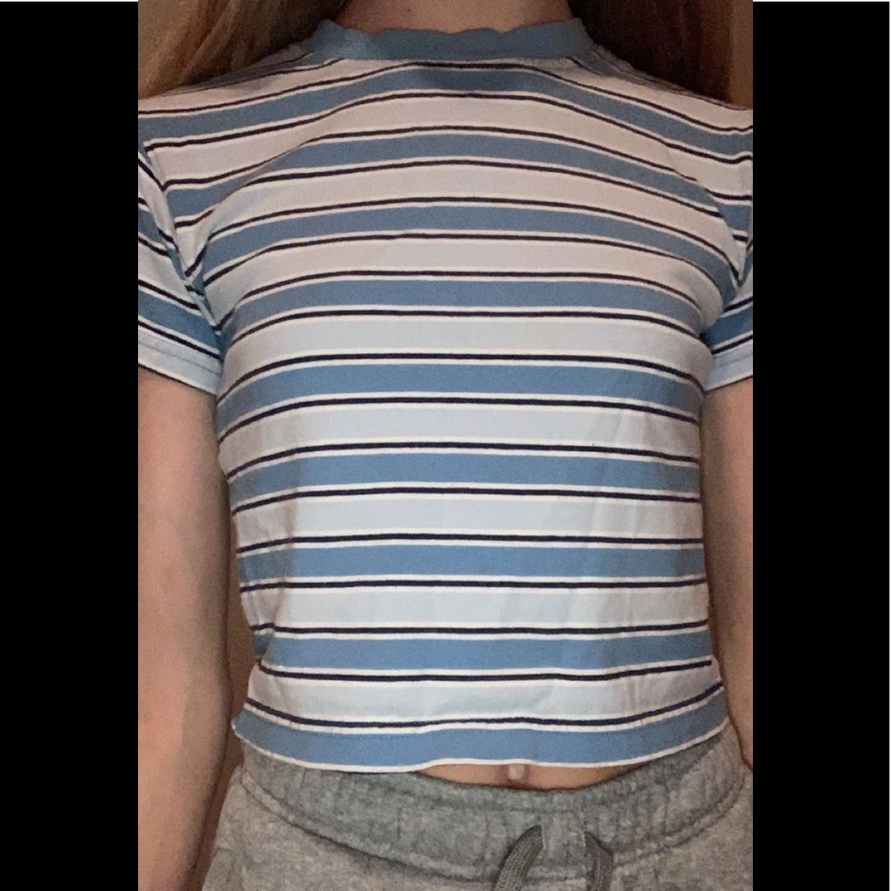 blue striped crop top